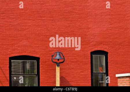 Red brick wall of the house in the city Loundonville downtown Ohio OH pictures images photos large high resolution horizontal in USA US hi-res Stock Photo