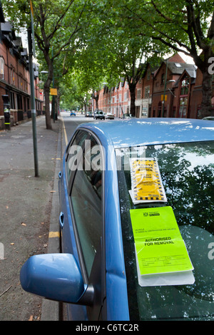 Parking ticket on a blue car nottingham england uk gb eu europe Stock Photo