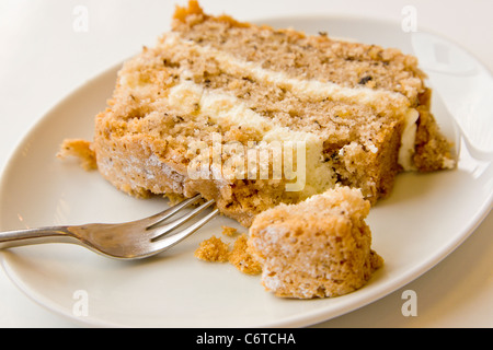 Walnut cake on plate Stock Photo