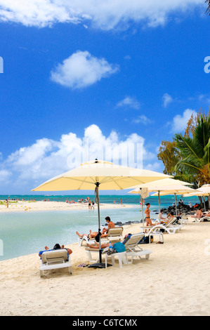 The beaches of Ile aux Cerfs and Ile de l'Est, Flacq, Mauritius. Stock Photo