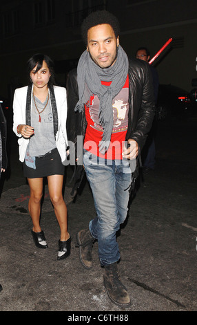 Lenny Kravitz arriving with girlfriend Celebrities outside Las Palmas club in Hollywood. Los Angeles, California - 06.06.10 Stock Photo