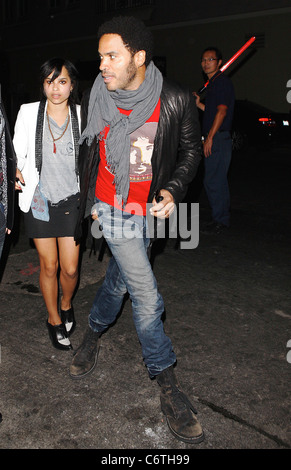 Lenny Kravitz arriving with girlfriend Celebrities outside Las Palmas club in Hollywood. Los Angeles, California - 06.06.10 Stock Photo