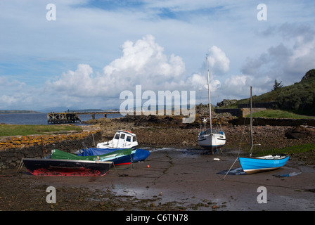 Fishing boats at Portencross Harbour Stock Photo