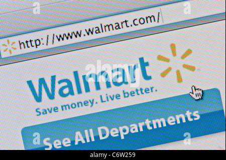 Close up of the Walmart logo as seen on its website. (Editorial use only: print, TV, e-book and editorial website). Stock Photo