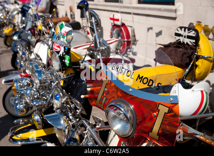 Mod Weekender Brighton, Lambretta parked outiside The Volks (opp Brighton Pier) Stock Photo