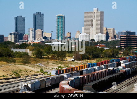 Train Yard in Fort Worth,Texas. Stock Photo