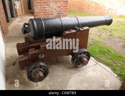 9 pounder Bloomfield cannon dating from 1799. On display at Hurst Castle, Hampshire, England. Stock Photo