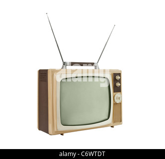 1960's Portable Television With Antennas Up. Isolated On White Stock ...