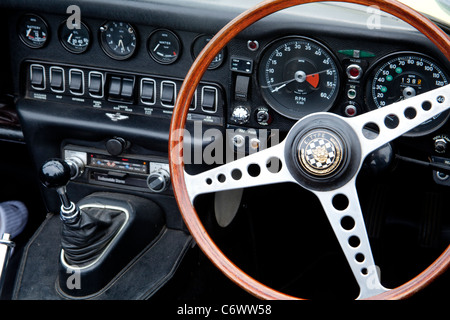 Classics on the Common Harpenden 2011 E Type Jaguar classic car cockpit interior dashboard classic motor Stock Photo