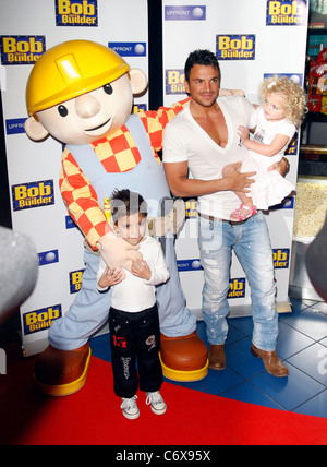 Peter Andre with his children Junior and Princess Tiaamii The premiere of 'Bob the Builder: The Legend of the Golden Hammer' at Stock Photo