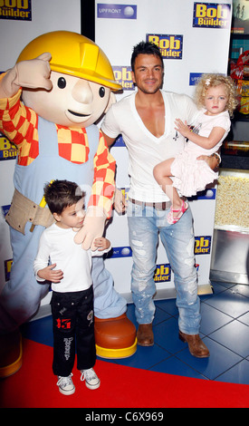Peter Andre with his children Junior and Princess Tiaamii The premiere of 'Bob the Builder: The Legend of the Golden Hammer' at Stock Photo