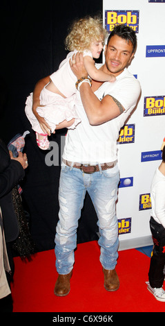 Peter Andre with his daughter Princess Tiaamii The premiere of 'Bob the Builder: The Legend of the Golden Hammer' at the Vue Stock Photo
