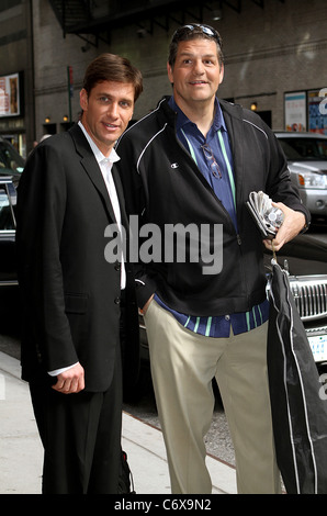 Mike Golic and Mike Greenberg arriving outside the Ed Sullivan Theater for the 'Late Show With David Letterman' New York, USA - Stock Photo