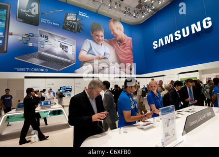 Samsung display stand at IFA consumer electronics trade fair in Berlin Germany 2011 Stock Photo