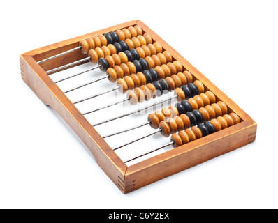 old wooden abacus isolated on white background Stock Photo