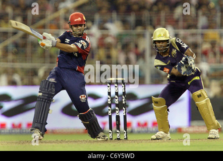 Delhi Daredevils Batsman Gautam Gambhir in action Against the Delhi Daredevils During The Indian Premier League - 39th match Stock Photo