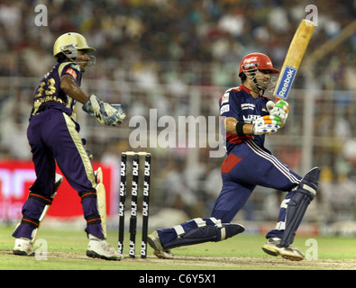 Delhi Daredevils Batsman Gautam Gambhir in action Against the Delhi Daredevils During The Indian Premier League - 39th match Stock Photo