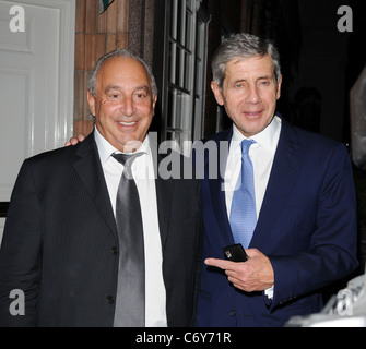 Sir Stuart Rose and Sir Philip Green leaving Scott's Restaurant in Mayfair London, England - 08.04.10 Stock Photo