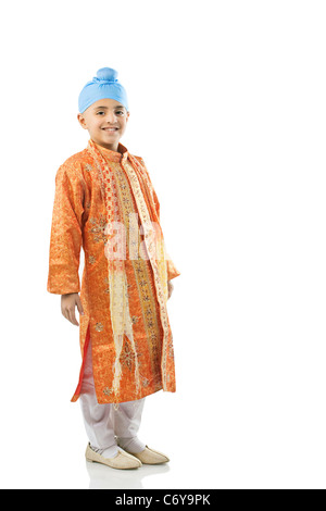 Punjabi Sikh kid child boy wearing red turban in Amritsar , India Stock ...
