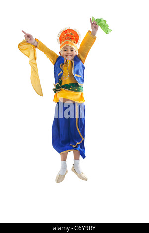 Sikh boy jumping in the air Stock Photo