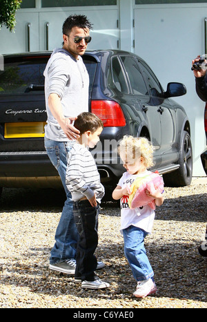 Peter Andre outside his house with his son Junior and daughter Princess Tiaamii Brighton, England - 09.04.10 Mark Douglas Stock Photo