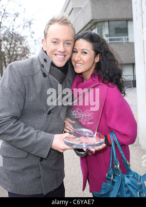 Daniel Whiston and Hayley Tamaddon outside the ITV studios the day after their 'Dancing on Ice' victory London, England - Stock Photo