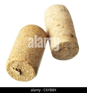 Two wine corks isolated over the white background Stock Photo