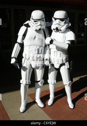 Atmosphere Members of an official 'Star Wars' fan club, dressed in full costume as Darth Vader, Storm Troopers and Jawa, walked Stock Photo