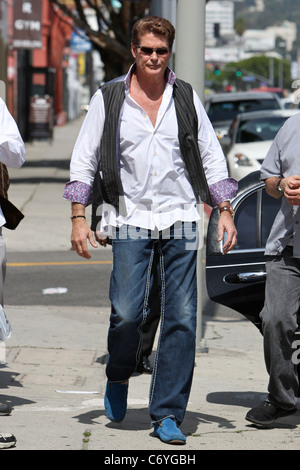 David Hasselhoff goes to Pinks Hotdog stand to promote the Hoff dog. Los Angeles, USA - 20.03.10 Stock Photo