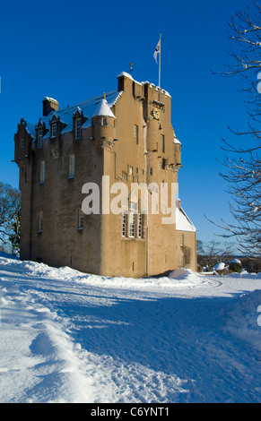 Crathes Castle in the snow, near Banchory Stock Photo