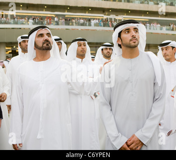 Sheikh Mohammed bin Rashid Al Maktoum and Sheikh Hamdan bin Mohammed Al Maktoum The Dubai World Cup held at the impressive Stock Photo