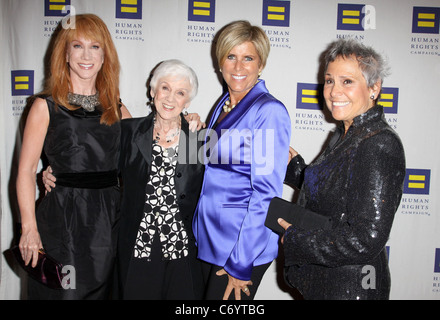 Kathy Griffin, Mother Maggie Griffin, Suze Orman and Girlfriend Kathy Travis Human Rights Campaign Los Angeles Gala held At The Stock Photo