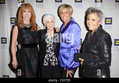 Kathy Griffin, Mother Maggie Griffin, Suze Orman and Girlfriend Kathy Travis Human Rights Campaign Los Angeles Gala held At The Stock Photo