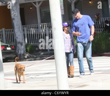 Hayden Panettiere with Ukranian boxing champion Wladimir Klitschko walking their dog after having breakfast at Le Pain and Stock Photo