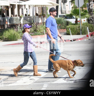 Hayden Panettiere with Ukranian boxing champion Wladimir Klitschko walking their dog after having breakfast at Le Pain and Stock Photo