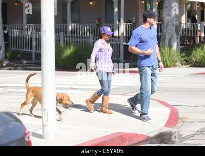 Hayden Panettiere with Ukranian boxing champion Wladimir Klitschko walking their dog after having breakfast at Le Pain and Stock Photo