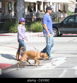 Hayden Panettiere with Ukranian boxing champion Wladimir Klitschko walking their dog after having breakfast at Le Pain and Stock Photo