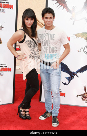 Booboo Stewart and sister Fivel Stewart Los Angeles Premiere of 'How To Train Your Dragon' held at the Gibson Amphitheatre Stock Photo