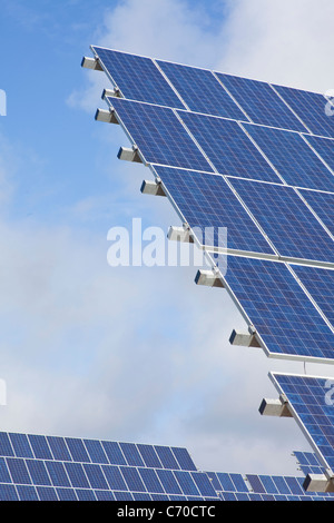 Solar panels against blue sky Stock Photo