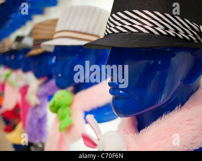 Row of Mannequin Heads in Store, San Francisco Stock Photo