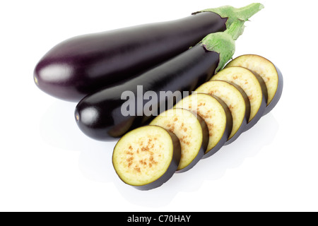 Sliced aubergines Stock Photo