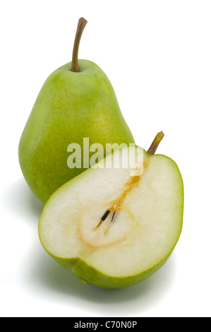 single and half green pear Stock Photo
