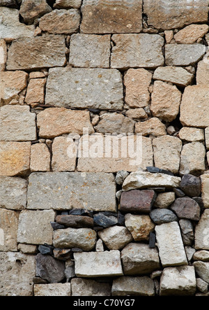 random dry stone walling Turkey using, various local random rocks and bricks texture background, portrait, crop space, copy Stock Photo