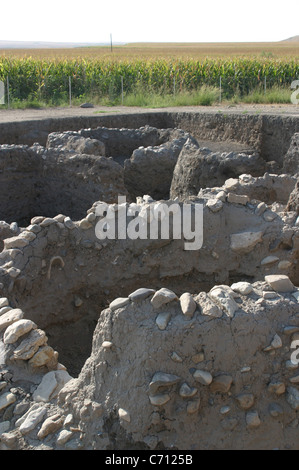 Early neolithic archaeological site of Kortik Tepe near Agil Koyu Stock ...