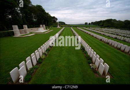 DIEPPE CANADIAN WAR CEMETERY, Northern France. WW1 and WW2 Cemeteries maintained by the Commonwealth War Graves Commission,CWGC. Stock Photo