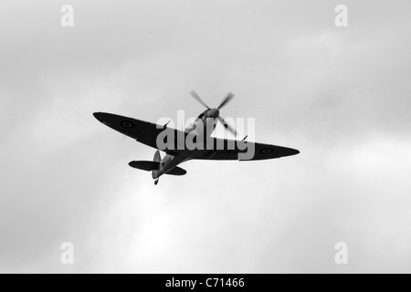 B/W photo of a WW2 British RAF Supermarine Spitfire Plane Stock Photo