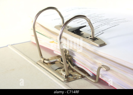 open folder with documents filed on a white background Stock Photo