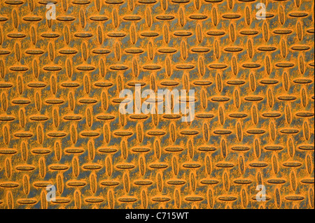 rusty checker plate steel Stock Photo