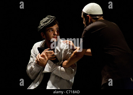 Martef Basement Theater young actors perform 'The Strength to Tell' to honor Holocaust survivors. Jerusalem, Israel. 07/09/2011. Stock Photo