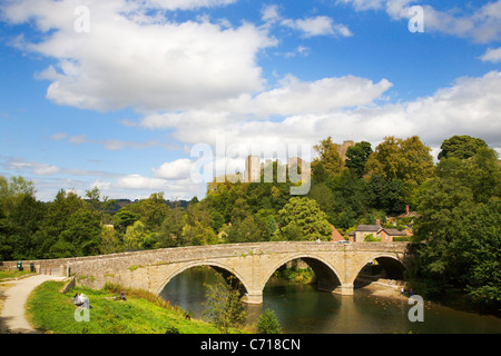 Dinham Bridge over The Teme and Ludlow Castle Ludlow Shropshire England Stock Photo